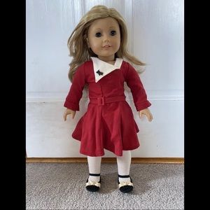 18in american girl doll, dog, and outfits